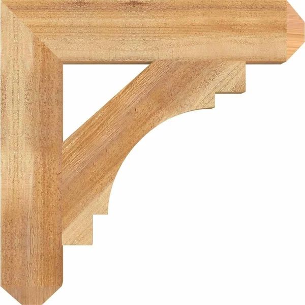 Ekena Millwork BKT06X38X38MRC04RWR 6x22W x 38x22D x 38x22H Merced Craftsman Rough Sawn BRACKET - Western Red Cedar