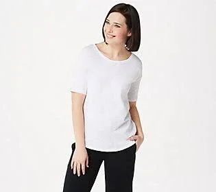 Barefoot Dreams Slub Jersey Dropped Shoulder Tee, Size X-Large, White