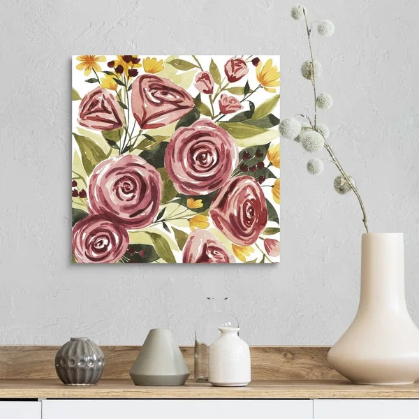 Rouge Bouquet II - Canvas Wall Art, 16x16, Great Big Canvas