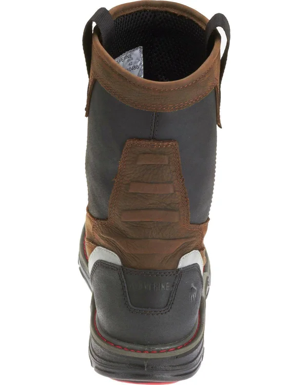 Wolverine Mens Brown/Black Leather Overman WP 10in EH Work Boots - 14