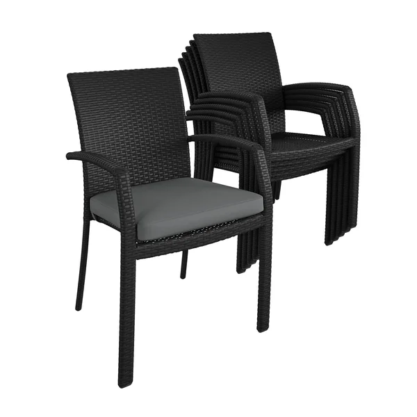 Outdoor Stacking Dining Chair, 6-Pack, N/A, Black