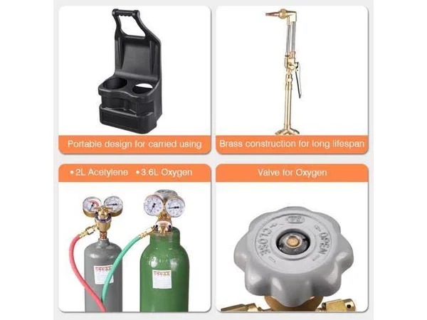 Yescom Portable Weld Torch Tank Kit Twin Tote Oxygen Acetylene Oxy Cutting Brazing Dot