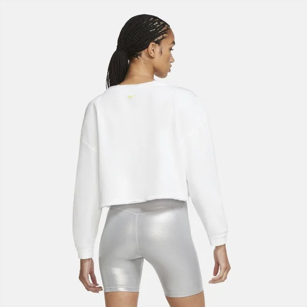 Nike Women's Femme Cropped Training Crew Sweatshirt - Large, White