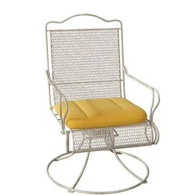 Tucson Swivel Patio Dining Armchair with Cushion Woodard Cushion Color: Impact Beam Yellow - Frame Color: Pewter Finish