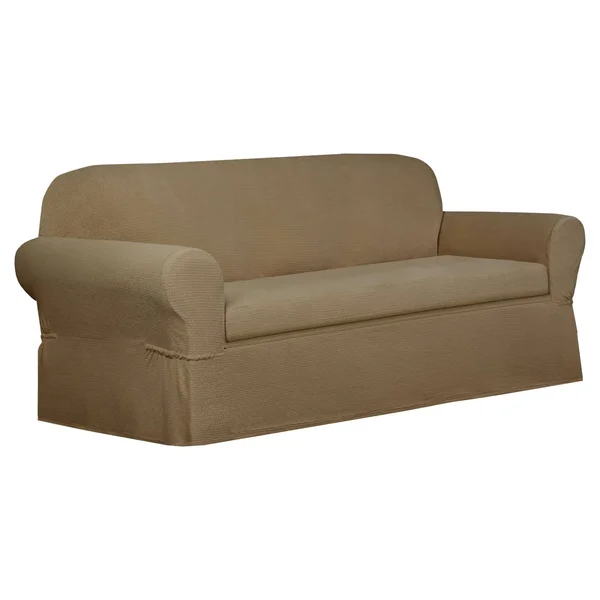 Maytex Torie Stretch 2-Piece Loveseat Furniture Cover/Slipcover, Tan