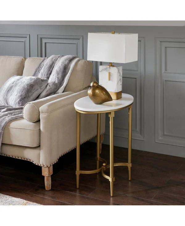 Madison Park Bordeaux End White/Gold Table