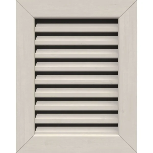 26 inchw x 16 inchh Vertical Gable Vent (31 inchw x 21 inchh Frame Size): Primed - Functional, Smooth Western Red Cedar Gable Ven