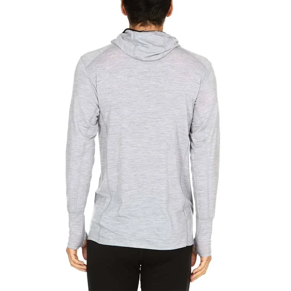 Minus33 Merino Wool Clothing Woolverino Men's Micro 1/4 Zip Hoodie Ash Gray, M