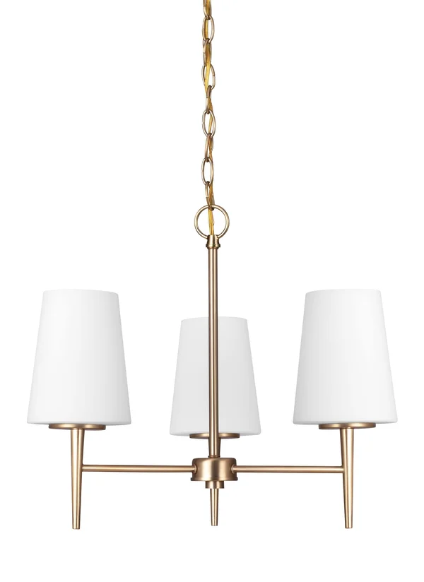Sea Gull Lighting Driscoll Contemporary Three Light Chandelier, Satin Bronze