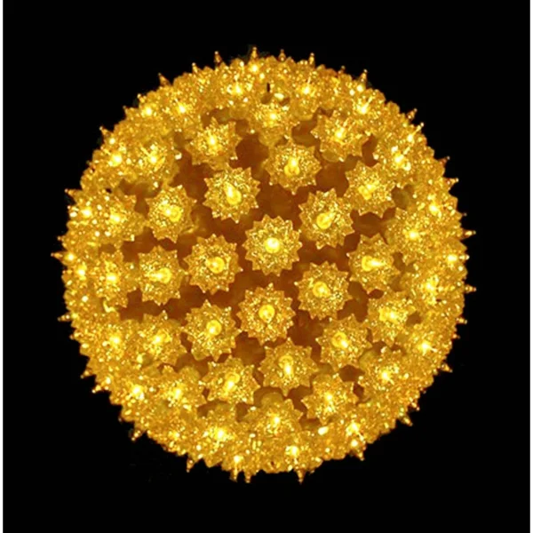 7.5x22 Yellow Lighted Gold Hanging Starlight Sphere Ball Christmas Decoration
