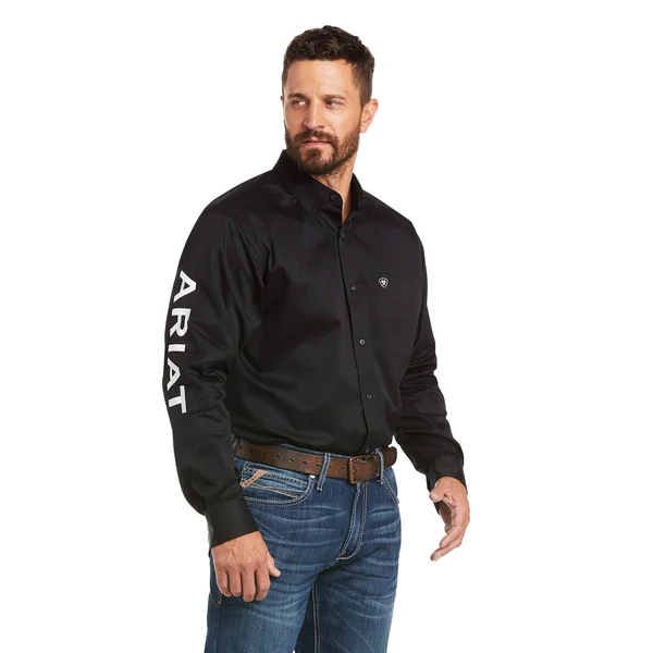 Men's Ariat Team Logo Twill Shirt - Black/White