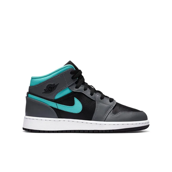 Air Jordan 1 Mid GS &Grey, Aqua& Shoes - Size 5Y