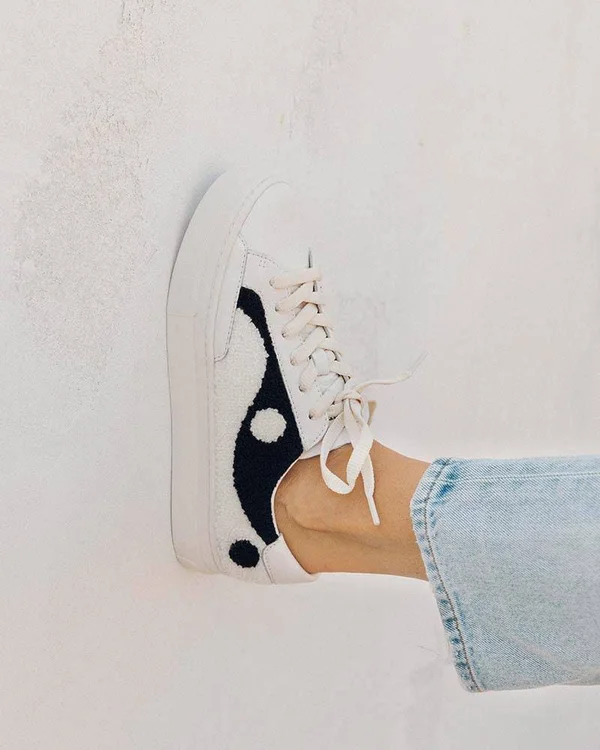Yin Yang Platform Sneaker Coral - White, 9.5