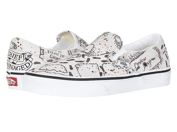 Vans x Harry Potter Marauders Map Classic Slip-On Shoes - White Combo - 4.5