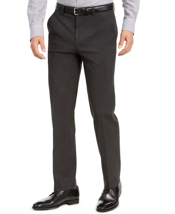 Alfani Men's Classic-Fit Stretch Solid Suit Pants - Created for Macy&s - Charcoal