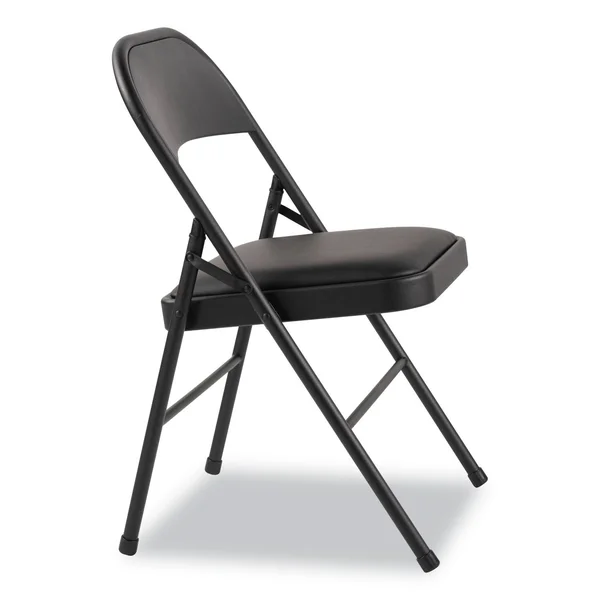 Alera Steel Folding Chair with Two-Brace Support, Padded Seat, Graphite, 4-carton