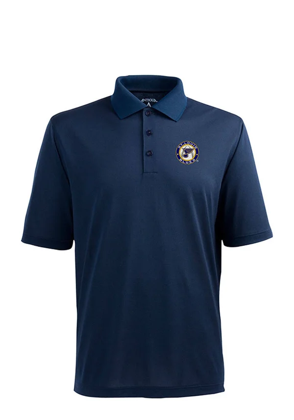 Antigua St Louis Blues Navy Blue Xtra-Lite Short Sleeve Polo, Navy Blue, 100% Polyester, Size XL, Rally House