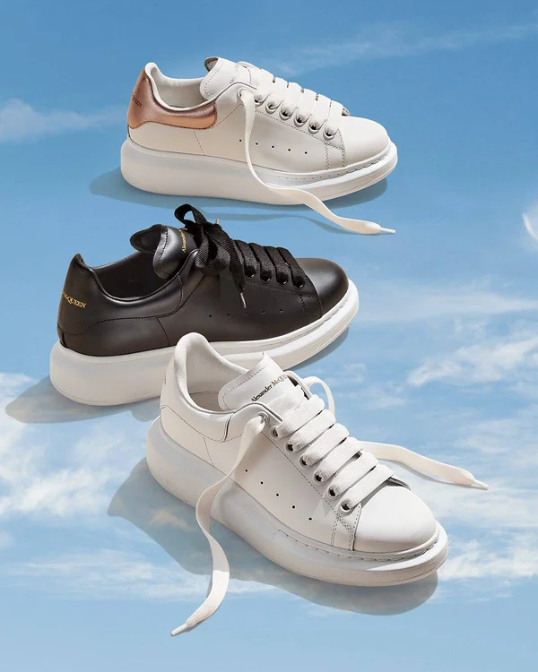 Alexander McQueen Oversized Sneakers, White/Rose Gold, Women's, 37EU, Sneakers & Trainers Chunky & Oversized Dad Sneaker