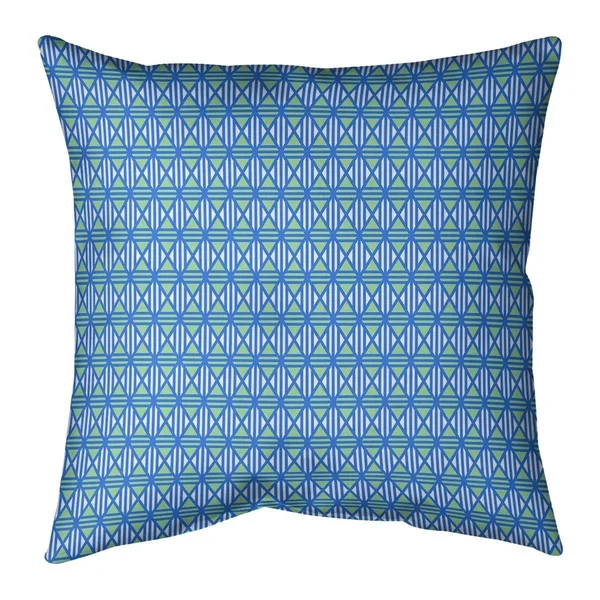 Blue Feature Two Color Lined Diamonds Throw Pillow - 20 x 20 - Blue & Orange - Linen