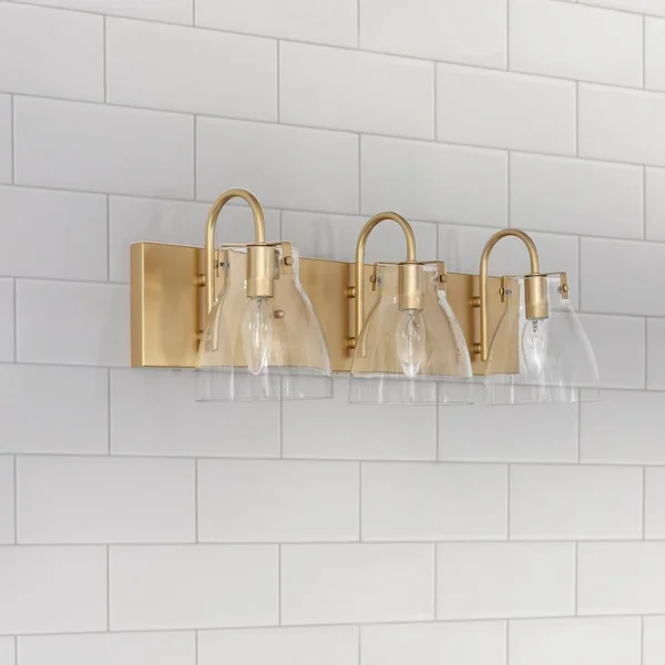 New World Decor Pursuit 3-Light Gold Modern/Contemporary Vanity Light Bar - IVARYZLWS359296