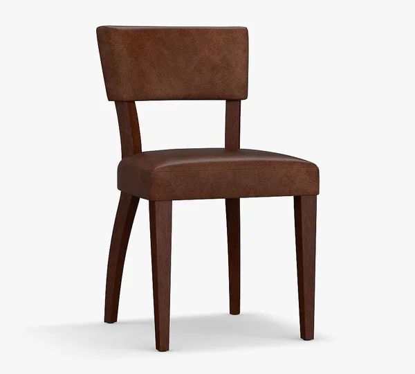 Payson Leather Dining Side Chair, Mahogany Leg, Vintage Caramel