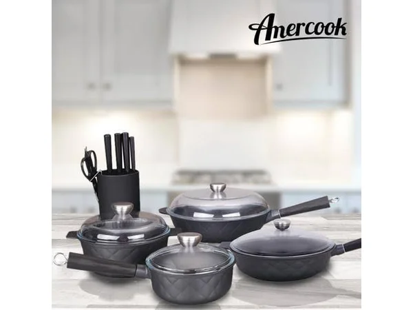 7.9 inch Aluminum Greblon C2 Non-Stick Heat Resistant Coating Full Induction Low Saute Pan with Glass Lid