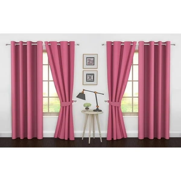 Ample Decor Thermal Insulated Grommet Blackout Curtains- 4 Panel - 95 Inches - Pink