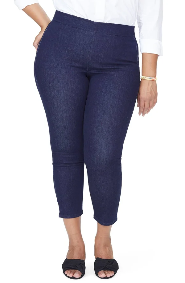 Nydj Skinny Ankle Pull-On Jeans in Plus Size - Rinse - Blue - 16W