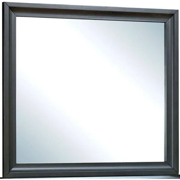 Benjara 32 inch Transitional Style Wooden Frame Mirror, Antique Gray