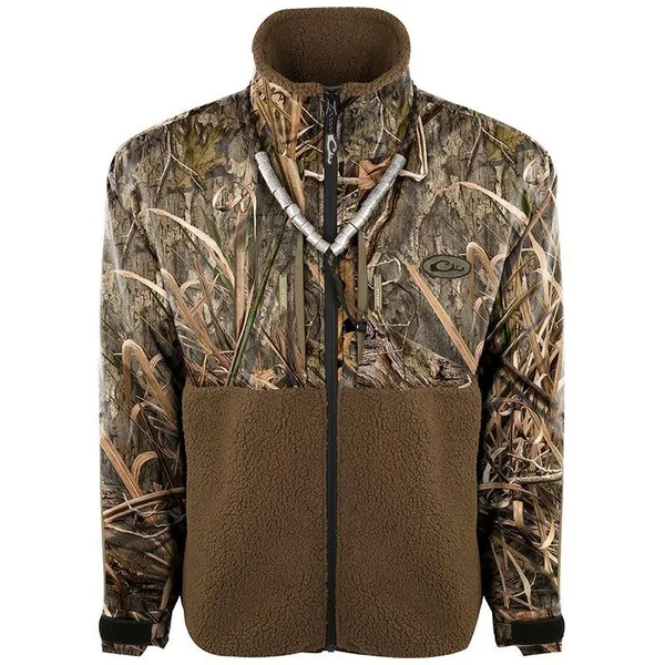 Drake Waterfowl MST Guardian Flex Sherpa Fleece Eqwader Full Zip, Polyester, Men's, Size: 2XL, Green