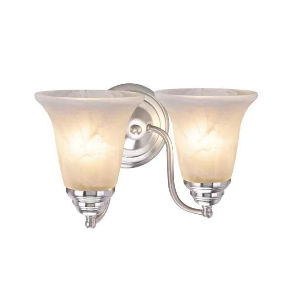 Aspen Creative 62134 - Two-Light Metal Bathroom Vanity Wall Light Fixture, 12x22 Wide, Transitional Design in Brushed Nickel with