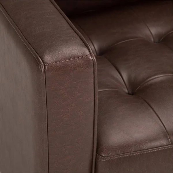 Simpli Home Blaine Loveseat, Distressed Cognac Faux Air Leather
