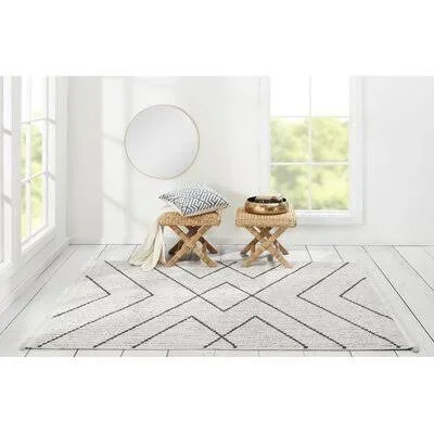 Adolfa Power Loom Charcoal/Ivory Rug AllModern Rug Size: Rectangle 2& x 3&