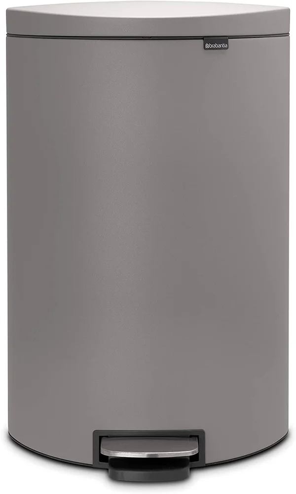 Brabantia 119620 Kitchen Bin, Steel, Mineral Concrete Grey, 40L