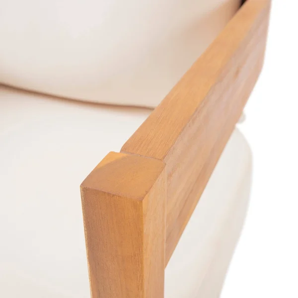 Brooklyn Outdoor Acacia Wood Club Chair with Cushions (Set of 2) by Christopher Knight Home - Teak Finish + Beige Cushion
