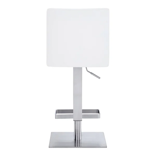 Leatherette Swivel Barstool with Adjustable Height - White