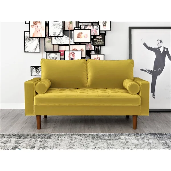 Container Furniture Faux Leather Mid-Century Sofa - Goldenrod