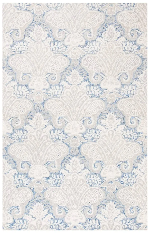 Safavieh Micro-Loop Rug Collection MLP539M - Blue, Ivory - 2&-3x22 x 7&