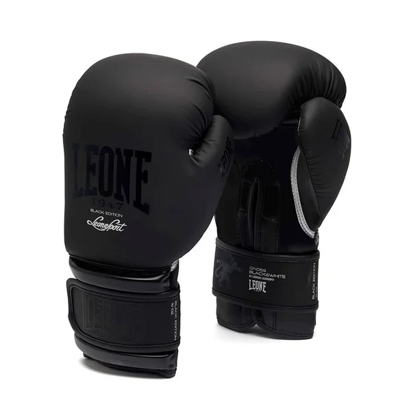 Boxing Kick Boxing Muay Thai Gloves, Black Edition, Leone 1947