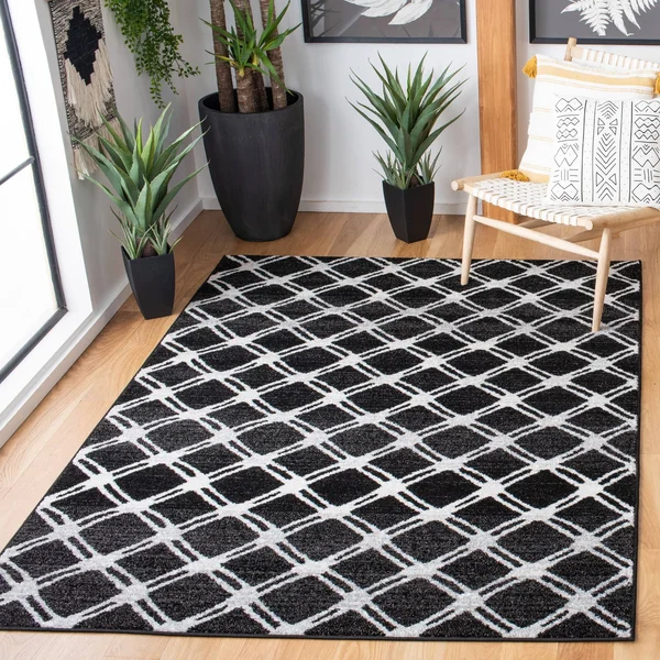 4& x 6& Rectangular Area Rug, Black, Safavieh