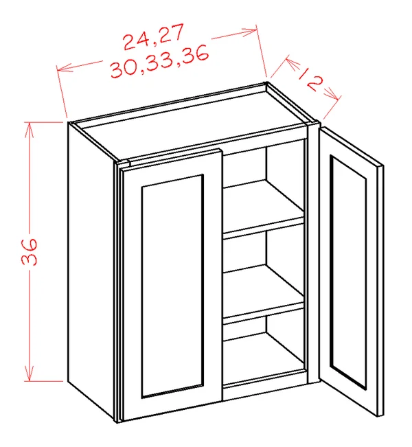 Wilora Hawthorne Shaker Dove 36x22 x 36x22 x 12x22 2 Doors, 2 Shelves Wall Cabinet, High-Density Fiberboard (HDF) SD-W3636