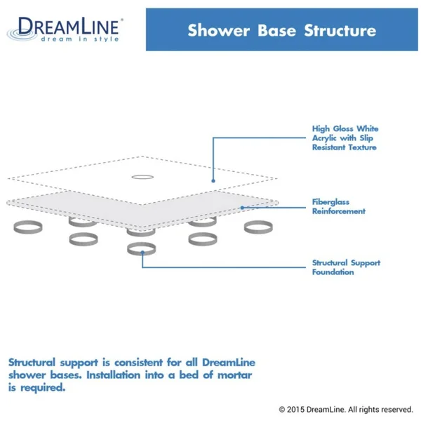 DreamLine DLT-1130602-22 Slimline 30x22D x 60x22W x 2 3/4x22H Right Drain Single Threshold Shower Base in Biscuit