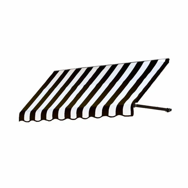 Awntech Dallas Retro 52.5-in Wide x 30-in Projection Black/White Striped Striped Open Slope Window/Door Fixed Awning - ER1030-L