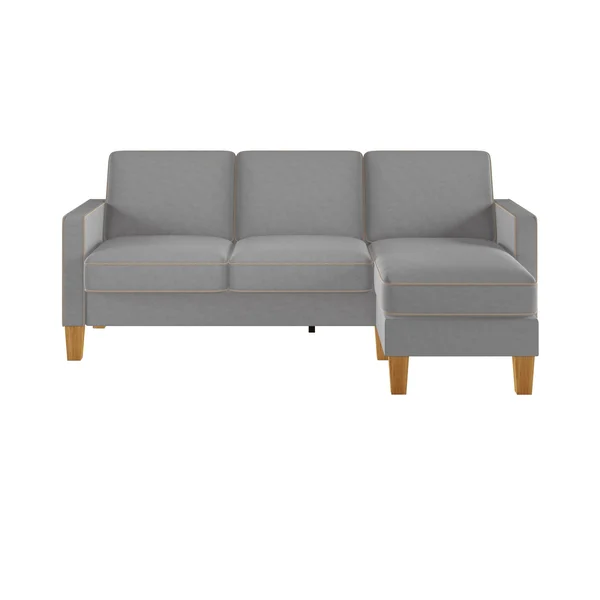 Novogratz Bowen Gray Sectional Sofa with Contrast Welting