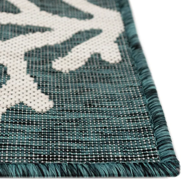Liora Manne Carmel Coral Indoor/Outdoor Rug Teal 4&10x22X7&6x22