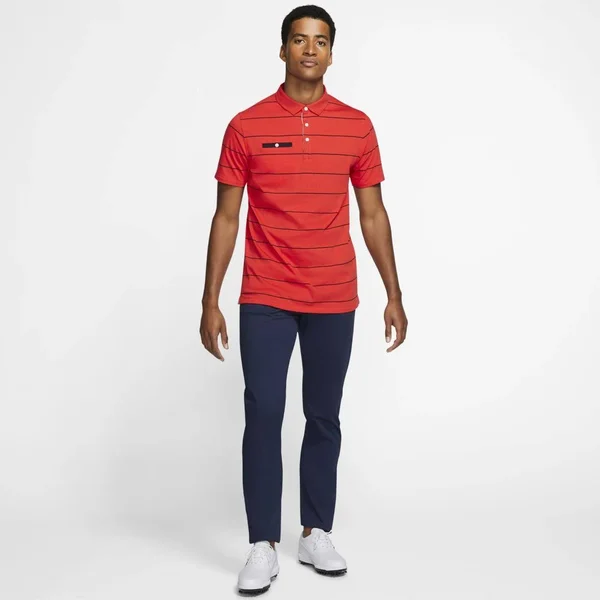 Nike Men's Stripe Player Golf Polo - Size: Small, Habanero Red