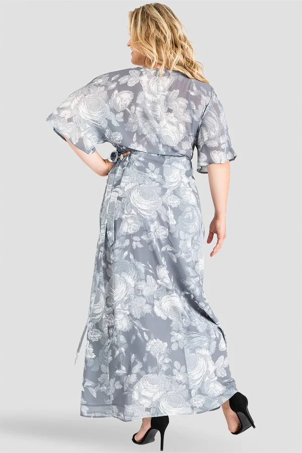Standards & Practices Plus Size Olivia Floral Kimono Wrap Maxi Dress