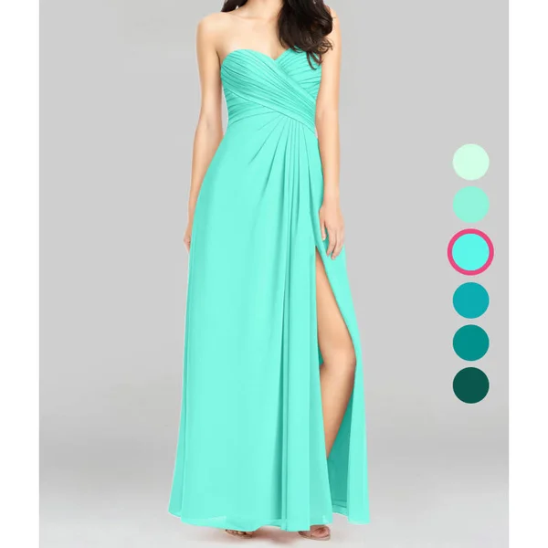 Azazie A-Line/Princess Sweetheart Floor-Length Chiffon Bridesmaid Dresses - Spa