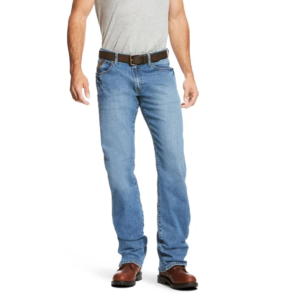 Ariat Men's Rebar M4 Relaxed DuraStretch Basic Boot Cut Work Jean, Blue Haze