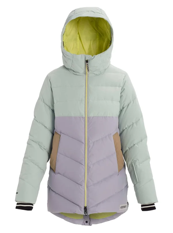 Burton Women's Loyle Down Jacket, Aqua Gray, Lilac Gray, Timber Wolf, Sunny Lime, Xs